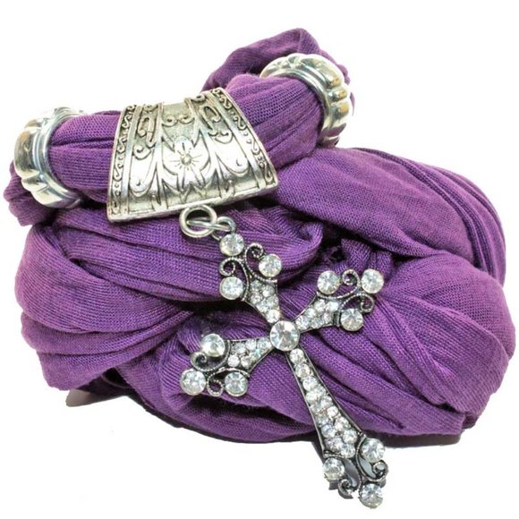 Cross Pendant Necklace Scarf for Women - Picture 1 of 6